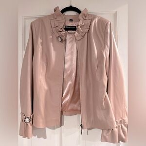 Pamela McCoy leather moto jacket -Dusty Rose